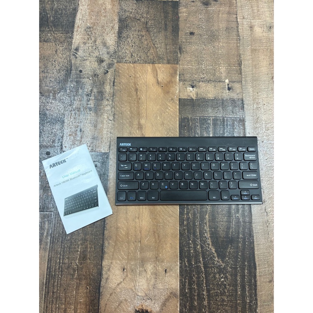 Arteck Ultra-Slim Bluetooth Keyboard Black Stainless Steel Rechargeable Tested